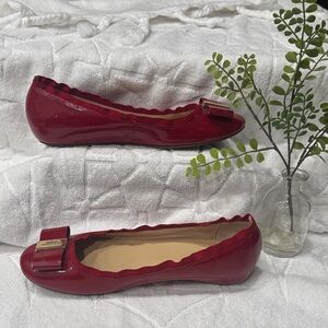 Kate Spade Red Scalloped Ballet Flats